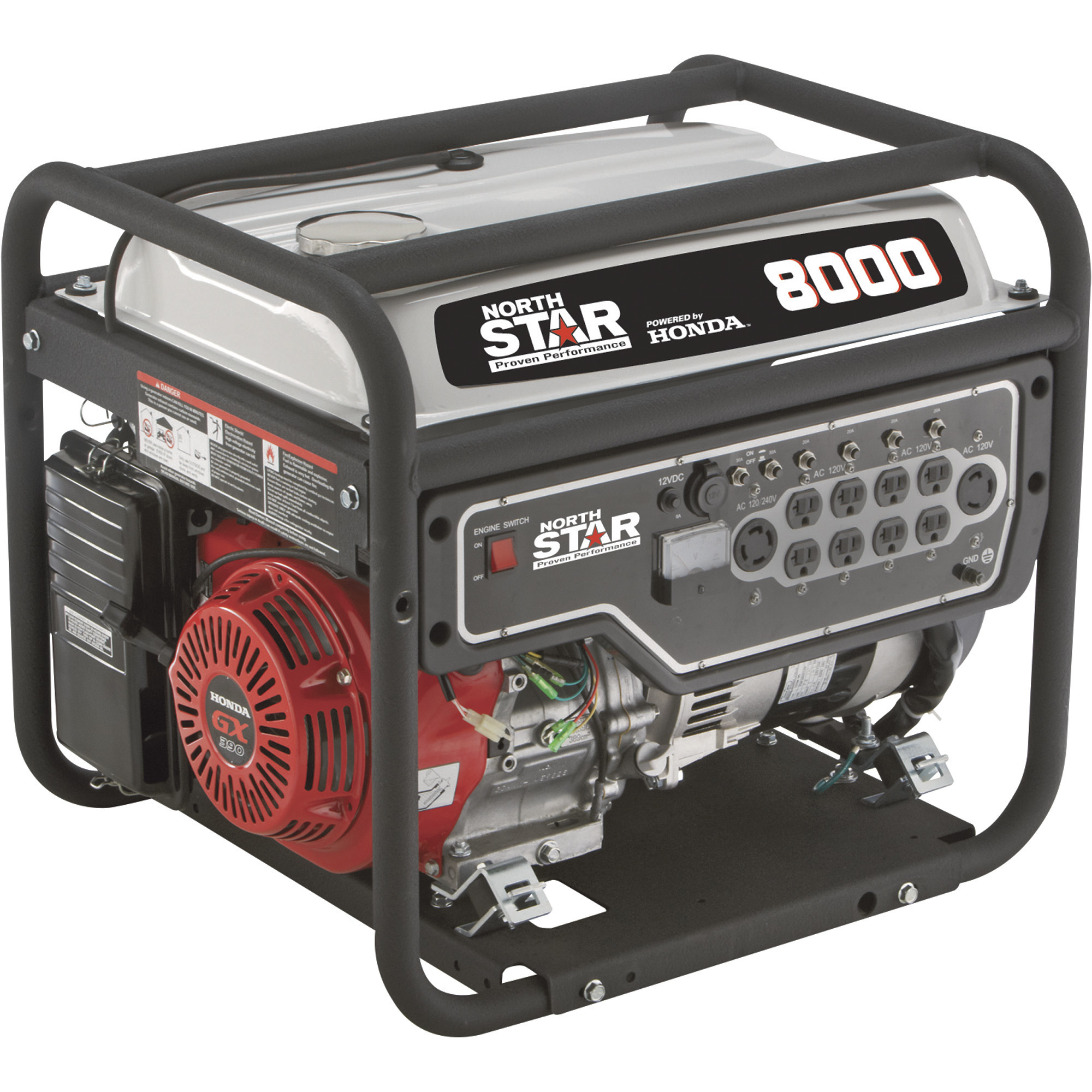 NorthStar Portable Generator with Honda GX390 Engine, 8000 Surge Watts, 6600 Rated Watts, CARB Compliant